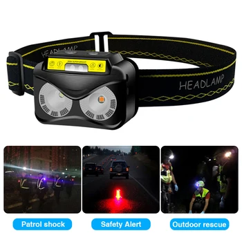 

2pcs Camping Flashlight IPX65 Waterproof Kids Adults USB Rechargeable Running Fishing Hiking With Motion Sensor LED Headlamp