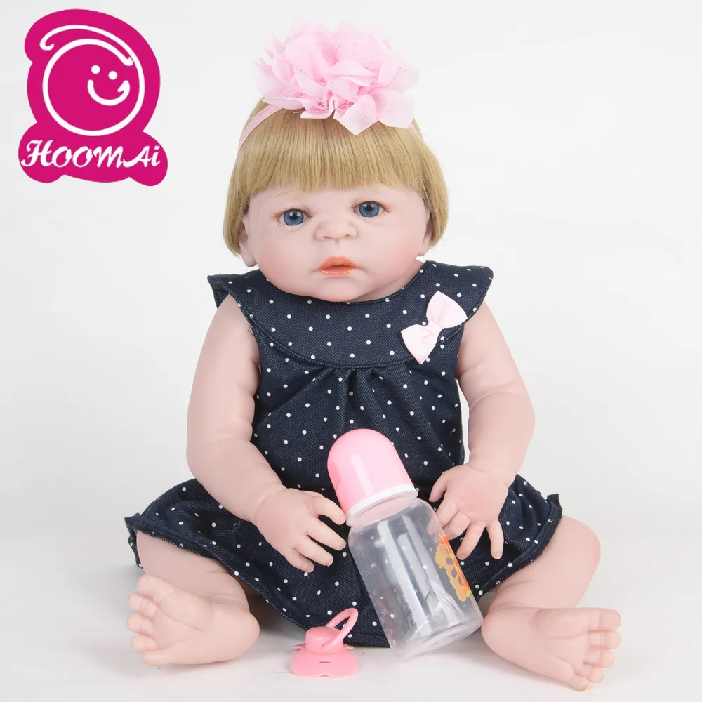 23 &quotполная виниловая 57 см Силиконовая Кукла Reborn Blue Eyes Baby Alive куклы для