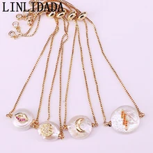 8 шт. натуральный жемчуг CZ Pave Moon губ звезда слон стрекоза форма золотой браслет Женская мода Шарм браслеты ювелирные изделия