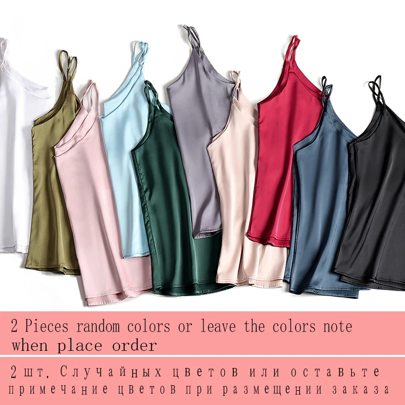 half bra Spaghetti Strap Top Women Halter V Neck Basic White Cami Sleeveless Satin Silk Tank Tops Women'S Summer 2022 Camisole Plus Size cotton camisole Tanks & Camis