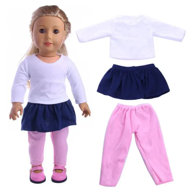 4 шт./компл. Соединенные Штаты куклы девушки комплект одежды зимнее пальто для девочек платье с юбкой-пачкой+ леггинсы для девочек 18 дюймов комплект кукольной одежды подходит 43 см для ухода за ребенком для мам, детские куклы - Цвет: White Shirt 3Pcs