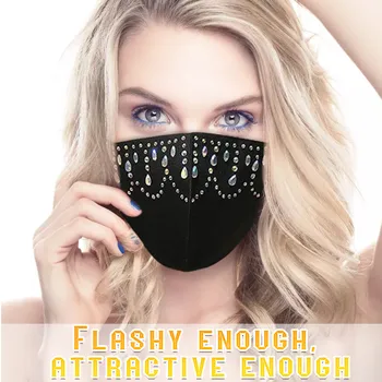 

Shining Rhinestone Mouth Mask Women Breathable Washable Cotton Face Mask Reusable Earloop Mask Party Mondkapjes Wasbaar Masque