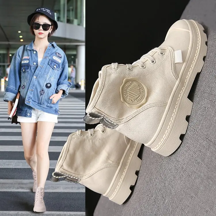 

Martin Boots Women's Summer Breathable Casual Candy-Colored Single Boots 2019 New Style Online Celebrity Canvas High Shoes