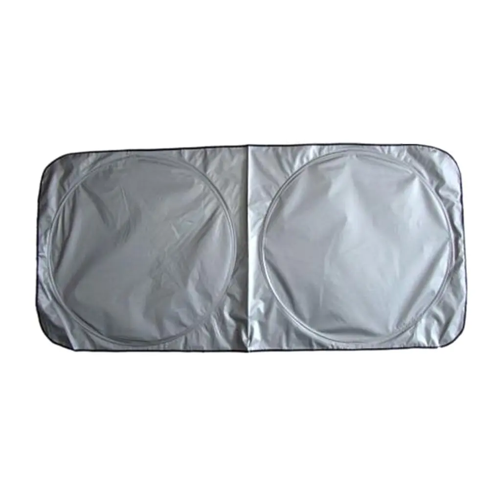 

Car Sun Block Coated Silver Cloth Material Double Circle Sunshade 150*70Mm Professional To Reduce Car Interior Temperature