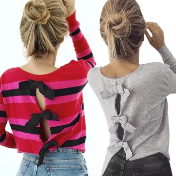 

Sweatshirt Femme Autumn Winter Harajuku Streetwear 2019 Women Long Sleeve Casual Sweatshirt Bow Backless Top Sweatshirt Female