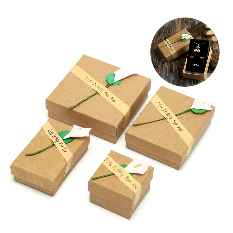 1 шт., креативная коробка для ювелирных изделий, Ретро стиль, крафт-бумага, кольцо, коробка для демонстрации ювелирных изделий, подарочные картонные коробки
