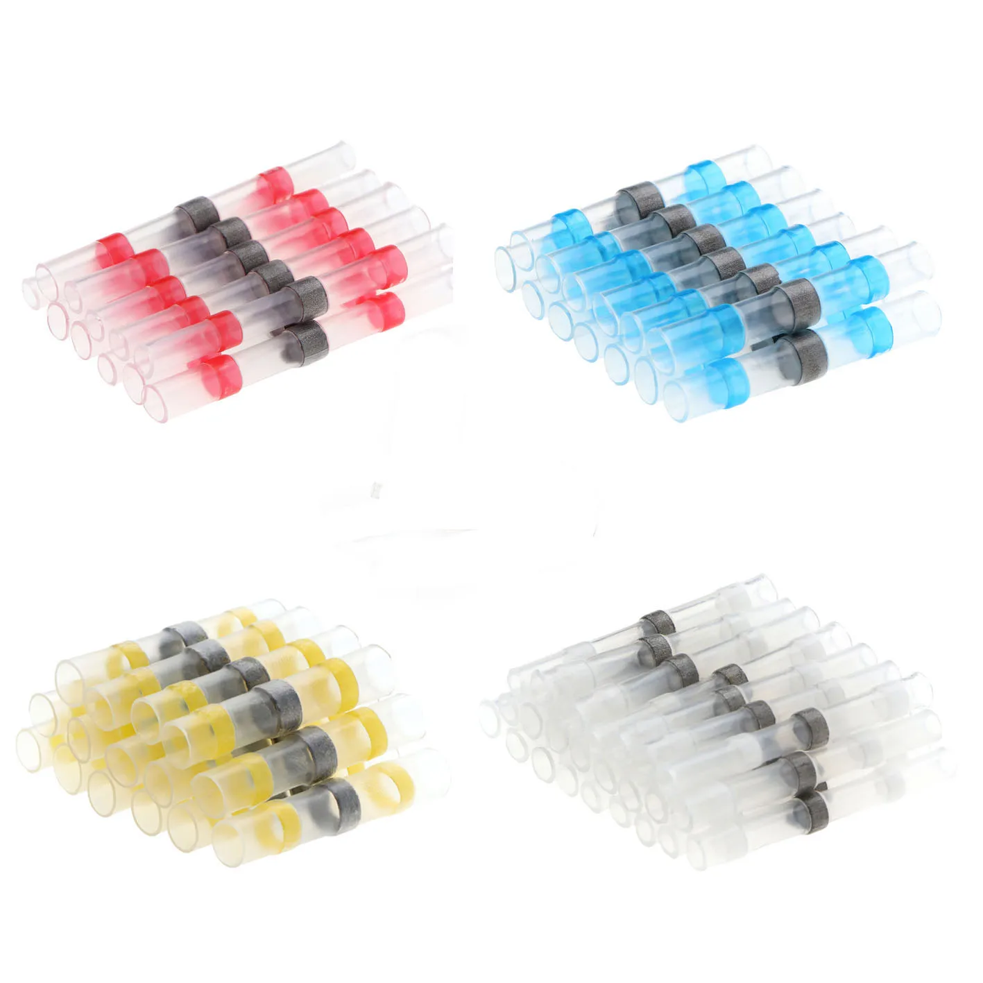 800/500/ 300250 /200/100/50pcs 방수 솔더 씰 와이어 커넥터 열 수축 버트 압착 커넥터 전기 와이어 터미널