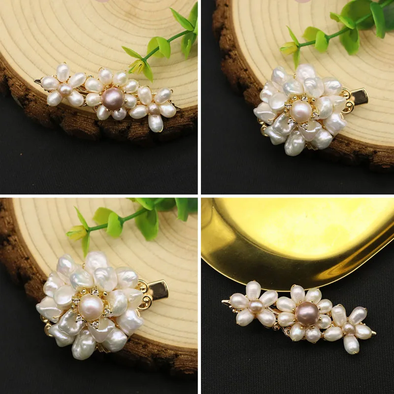 

Natural Freshwater Baroque Pearl Hair Clip For Women Girl Flower Design Wedding Accessory 2024 Jewelry Hairpin Handmade Fashion