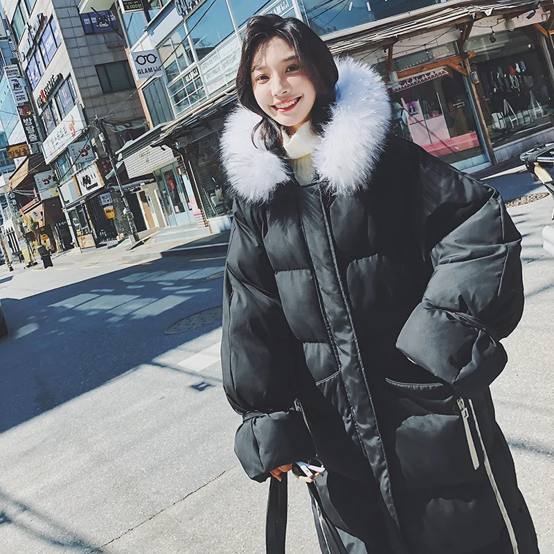 

19 Winter Korean-style Long over-the-Knee CHIC Popular Cotton Overcoat Women's Loose-Fit Warm BF down Jacket Cotton-padded Cloth