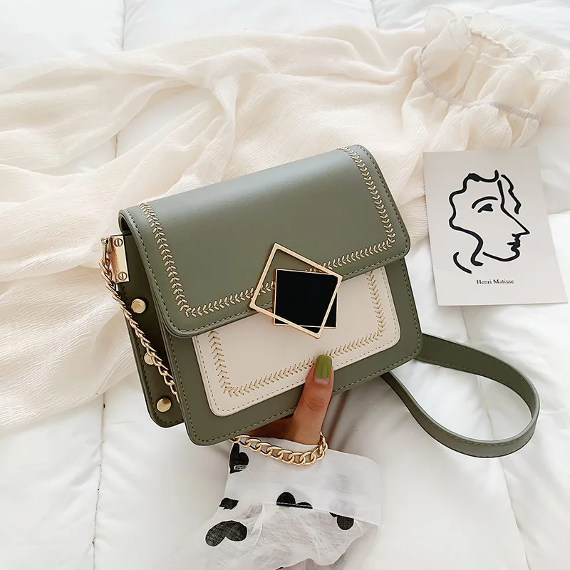 2020 Spring summer New Texture Chain Women Bag Fashion Korean Version Of The Wild Messenger Color Matching Small Square | Багаж и сумки