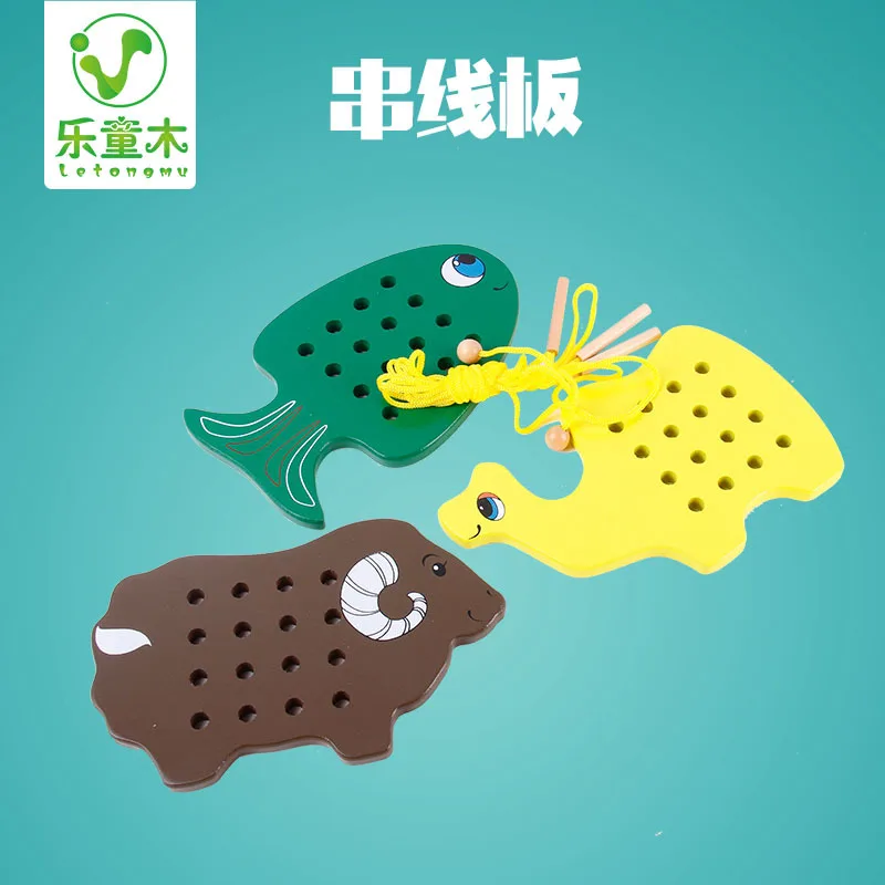 

Montessori Children Teaching Aids Color Animal String Wire Board Wooden CHILDREN'S Toy Early Education Sensory Teaching Aids