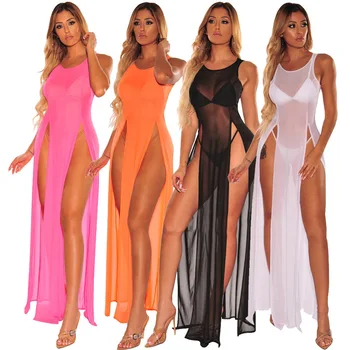 

Summer Beach Dress For Women 2020 Bath Suits Outings Hot Sexy Super Elastic Multicolor Cover Up Solid Acetate Fmzxg Coverup
