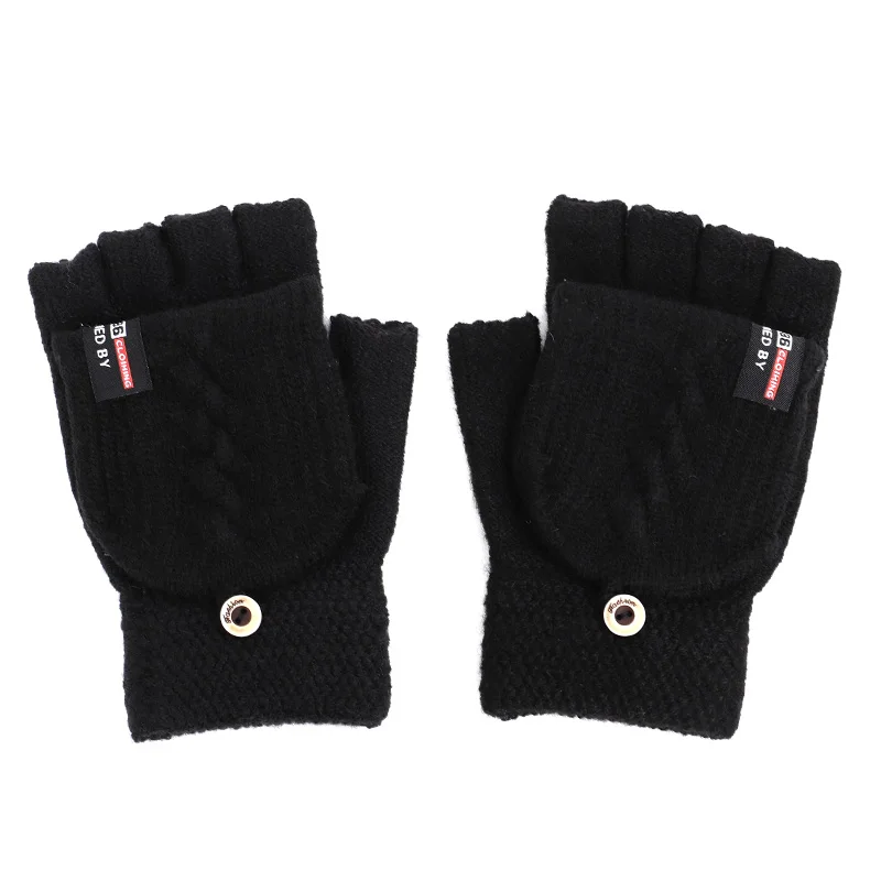 Новые модные перчатки двойного назначения рукавицы полная обертка перчатки унисекс зимние аксессуары для улицы путешествия Езда теплый сенсорный экран - Цвет: Black