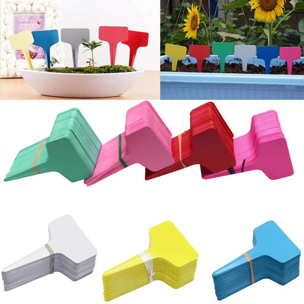 100PC Plastic Plant T-type Tags Garden Plant Labels Markers Nursery Tray Garden Labels A29#30