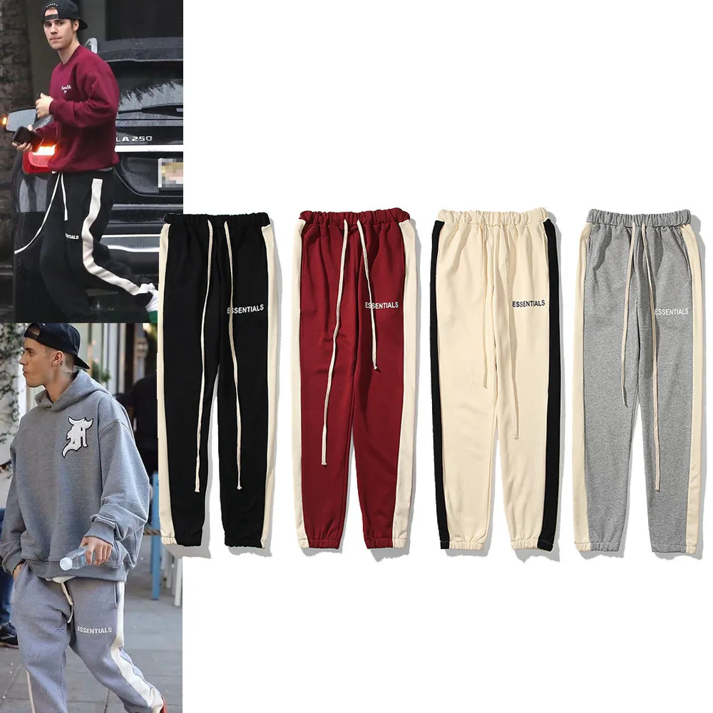

Kanye Same Style Trendy Trousers Same Paragraph Double Line Essentials Letter Stitching Pant Casual Sports Pants Couple Pants