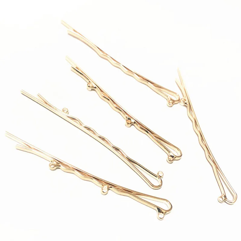 50PCS 6.5cm Plain Metal Bobby Pin with One Hang Hole Hair Slide Hairpins with Two holes Three holes for DIY Hair Accessories