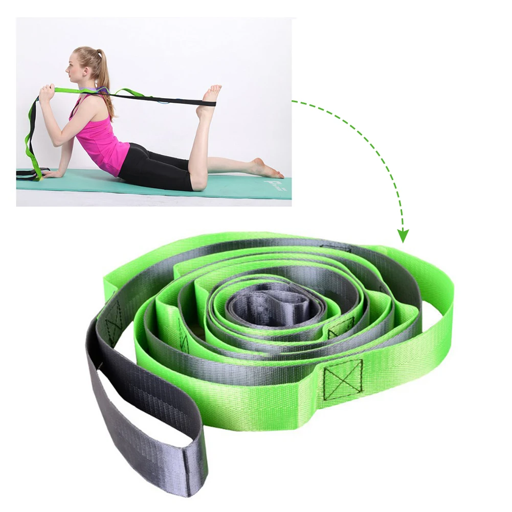 

12-Hole Yoga Pull Strap Belt Polyester Latex Elastic Latin Dance Stretching Band Loop Yoga Pilates GYM Fitness Exercise Dropship