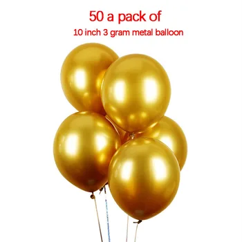 

50Pcs 12 Inch Golden Metal Texture Latex Balloons Birthday Party Decoration Latex Baloons Wedding Arrangement Balloon Toys