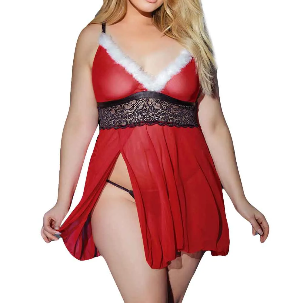 И 40 размера плюс рождественское платье кружевное женское сексуальное нижнее белье платья искушение сетка Перспектива Эрогенные пижамы