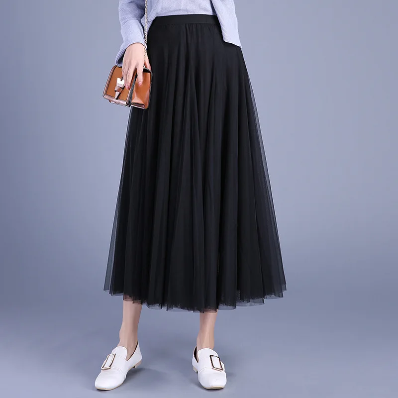 

Joint Skirt Women's Mesh Skirt 2019 Spring And Summer New Style Korean-style Ol Commuting Hipster Big Hemline Beach Skirt
