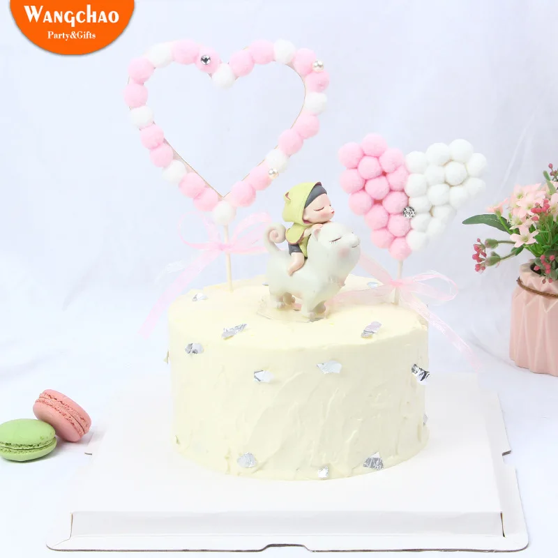 

Cotton Balls Love Cake Topper Romantic Wedding Cake Decoration Happy Birthday Cake Topper Sweet 16 Princess Party Supplies