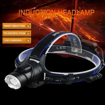 

IR Sensor Induction Headlamp USB Rechargeable Headlight 18650 Waterproof Head Lamp T6 LED Head Torch Fishing Hunting Head Light
