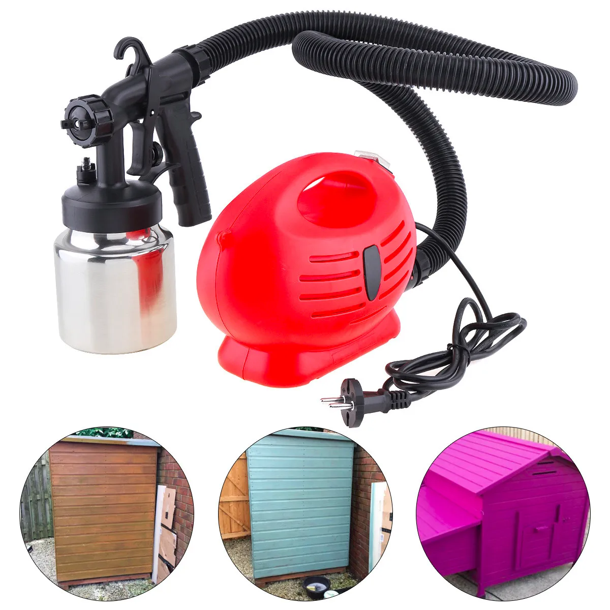 

110V / 220V 500W Adjustable Flow Electric Paint Sprayer Gun with 2.5mm Caliber Nozzle and Aluminum Pot for Home Coating Painting