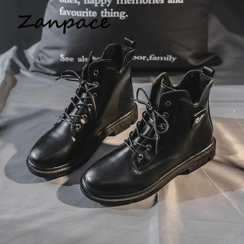 

ZANPACE Winter Woman Boots 2020 Designers Martins Shoes Woman Leather Wool Warm Boots Women Size 40 Platform Women Shoes