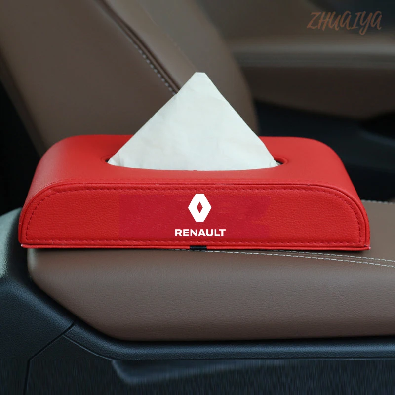 

1 pcs New Fashion Car Style PU Quality Tissue Box For Renault Megane 2 3 Duster Logan Clio Laguna 2 Captur Car Accessories