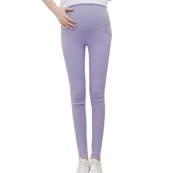 

2020 New Pregnant Womens Over The Belly Leggings Stretch Feet Pencil Pants