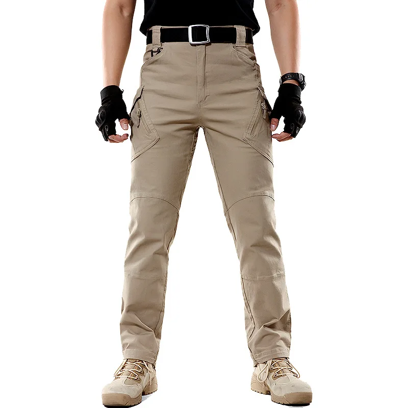 Cross Border Outdoor Archons Tactical Pants Elasticity Fabric IX9 City Secret Service Trousers Army Fans IX7 Multi-pocket Bib Ov - Color: Khaki