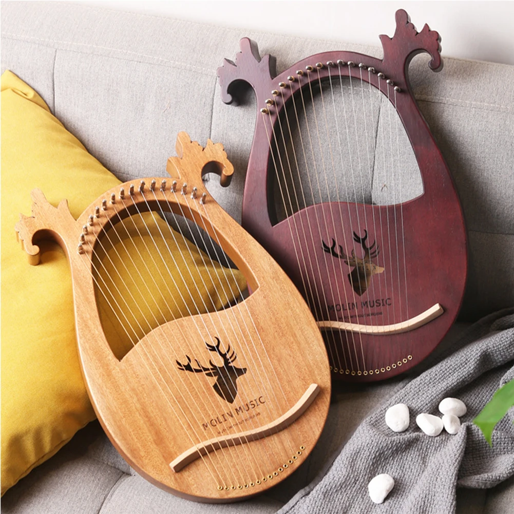 Party Entertainment Solid Wood Clear Sound Concave Design Deer Shaped Musical Instrument 6 Strings Lyre Harp Travel Portable afbeelding