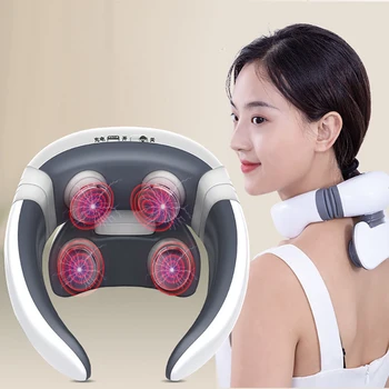 

4D Smart Pulse Heated Neck Massager with 3 Mode 15 Speeds Relieve Neck Pain Electric Neck Massage Equipment Rechargeable XA02U