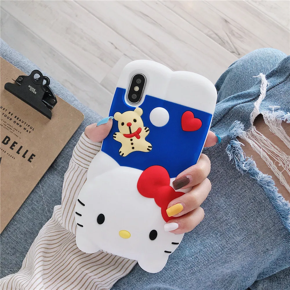 3D Аниме My melody Hello kitty Мягкий силиконовый чехол для телефона для iphone 11 pro max 6 7 8 plus X XR XS MAX Cinnamoroll Lanyard Cover - Цвет: 2