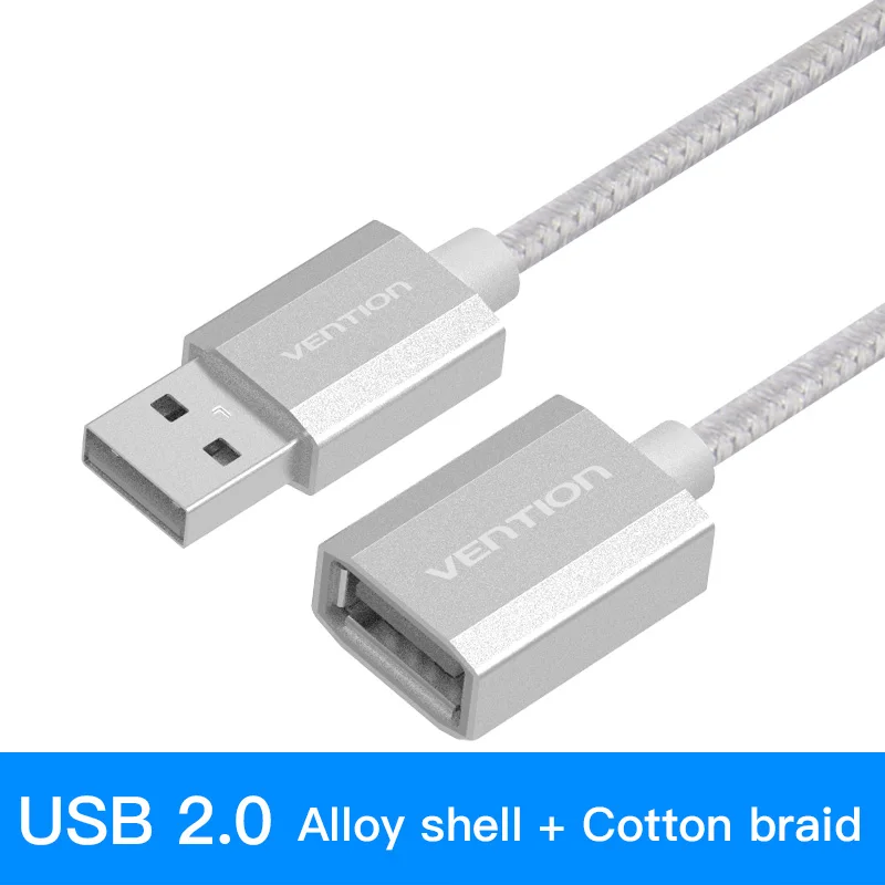 USB 2.0 Cotton Cable Vention USB кабель-удлинитель USB 3,0 кабель для Камера PC PS4 Xbox Smart ТВ высокое зарядное устройство и передачи данных USB 3,0 2,0 кабель удлинитель - Цвет: USB 2.0 Cotton Cable