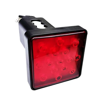 

2 Inch Trailer Truck Hitch Towing Receiver Cover 15 LED Brake Light Red Lens