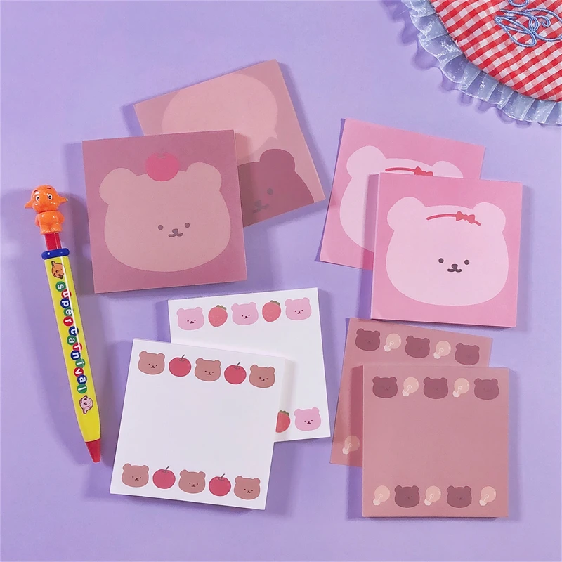 50 листов/партия Kawaii корейский INS Apple Bear Блокнот N Times Липкие заметки портативный