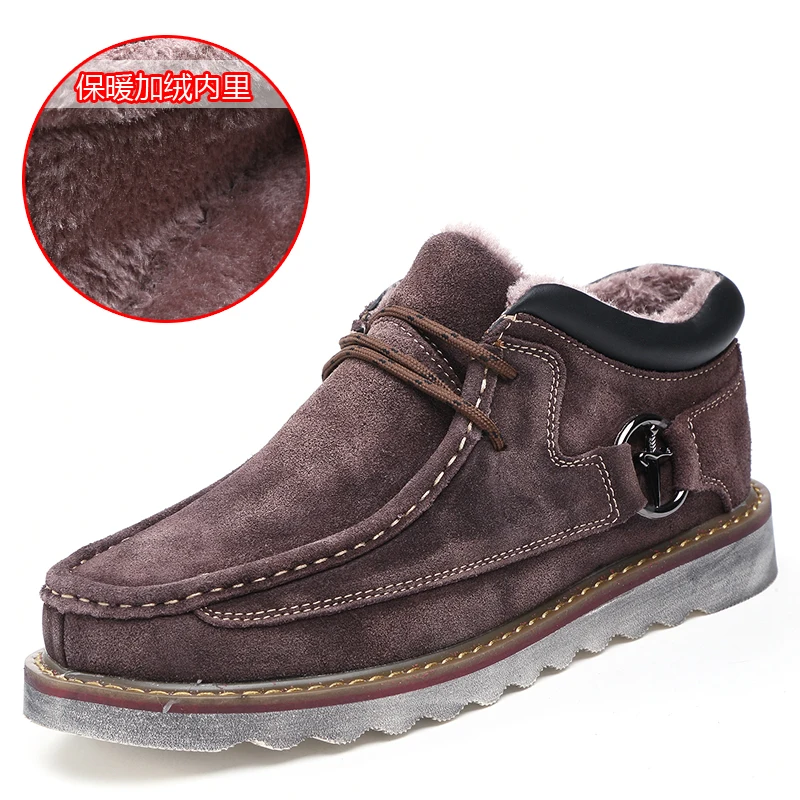Dark Brown2 Брендовые модные мужские ботинки из коровьей замши; сезон осень-зима; коллекция года; повседневные мужские Ботильоны; удобные мужские ботинки высокого качества - Цвет: Dark Brown2