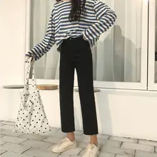 Новые женские повседневные свободные прямые брюки от Harlan, черные джинсовые повседневные джинсы с высокой талией, модные женские джинсы