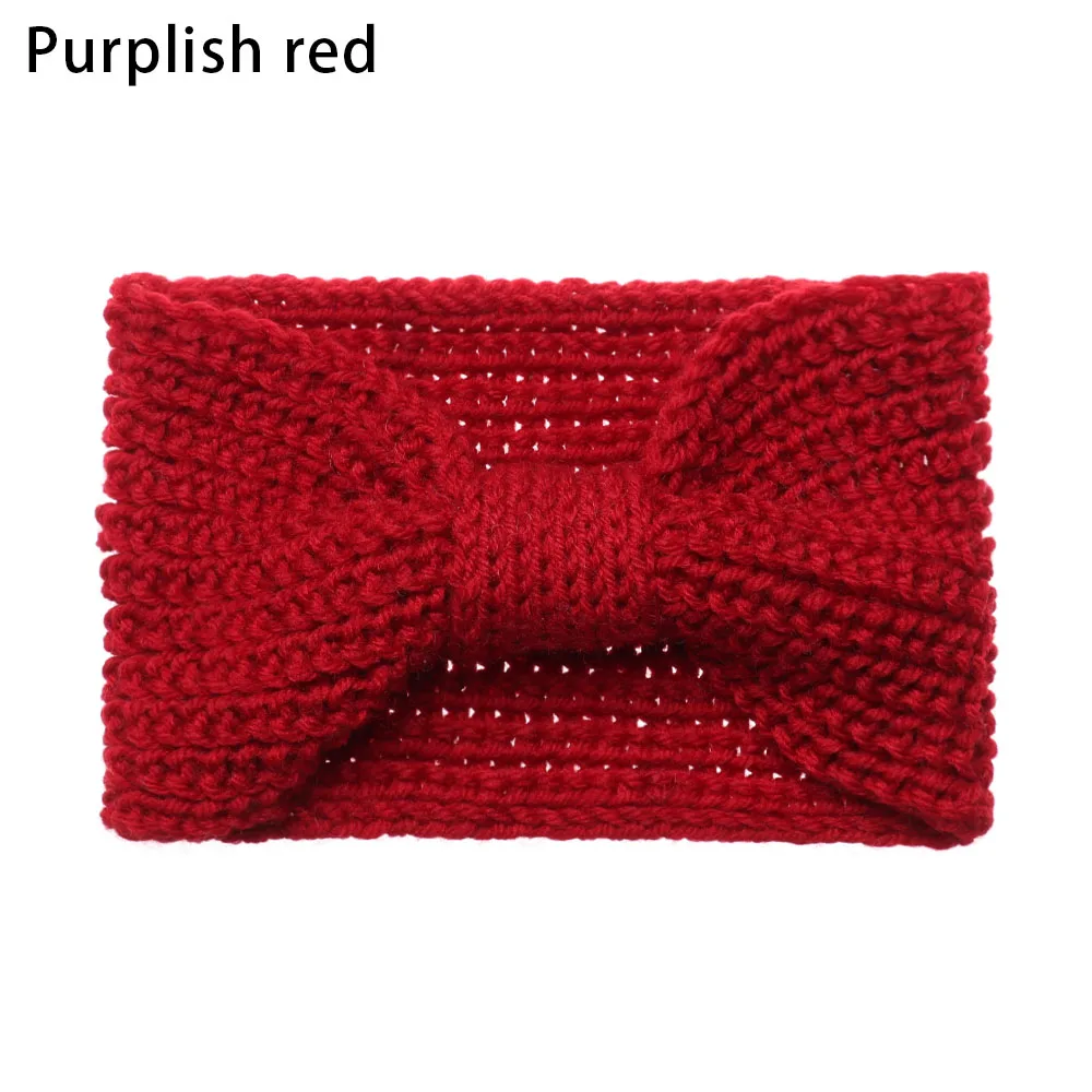 Type 06-Purplish red 1 шт., женские плюшевые повязки на голову из искусственного бархата, теплые вязаные повязки на голову с перекрестными узорами, женские вязаные повязки на голову, аксессуары для осени и зимы - Цвет: Type 06-Purplish red