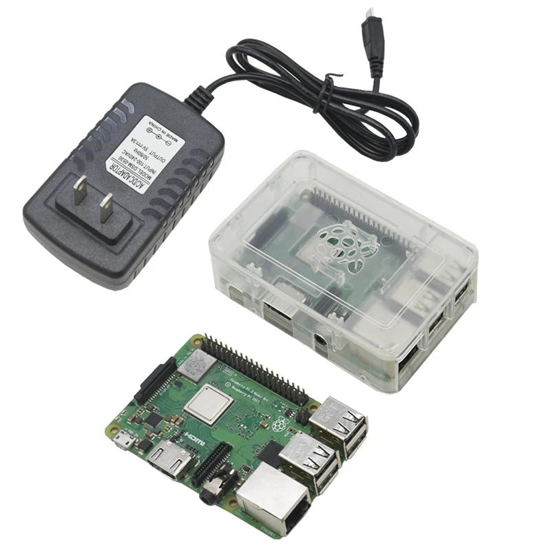 Для Raspberry Pi 3 Model B+(Plus)+ Abs чехол+ 5V 3A Мощность адаптер с поддержкой Wi-Fi и Bluetooth Декодер каналов кабельного телевидения штепсельная вилка стандарта США