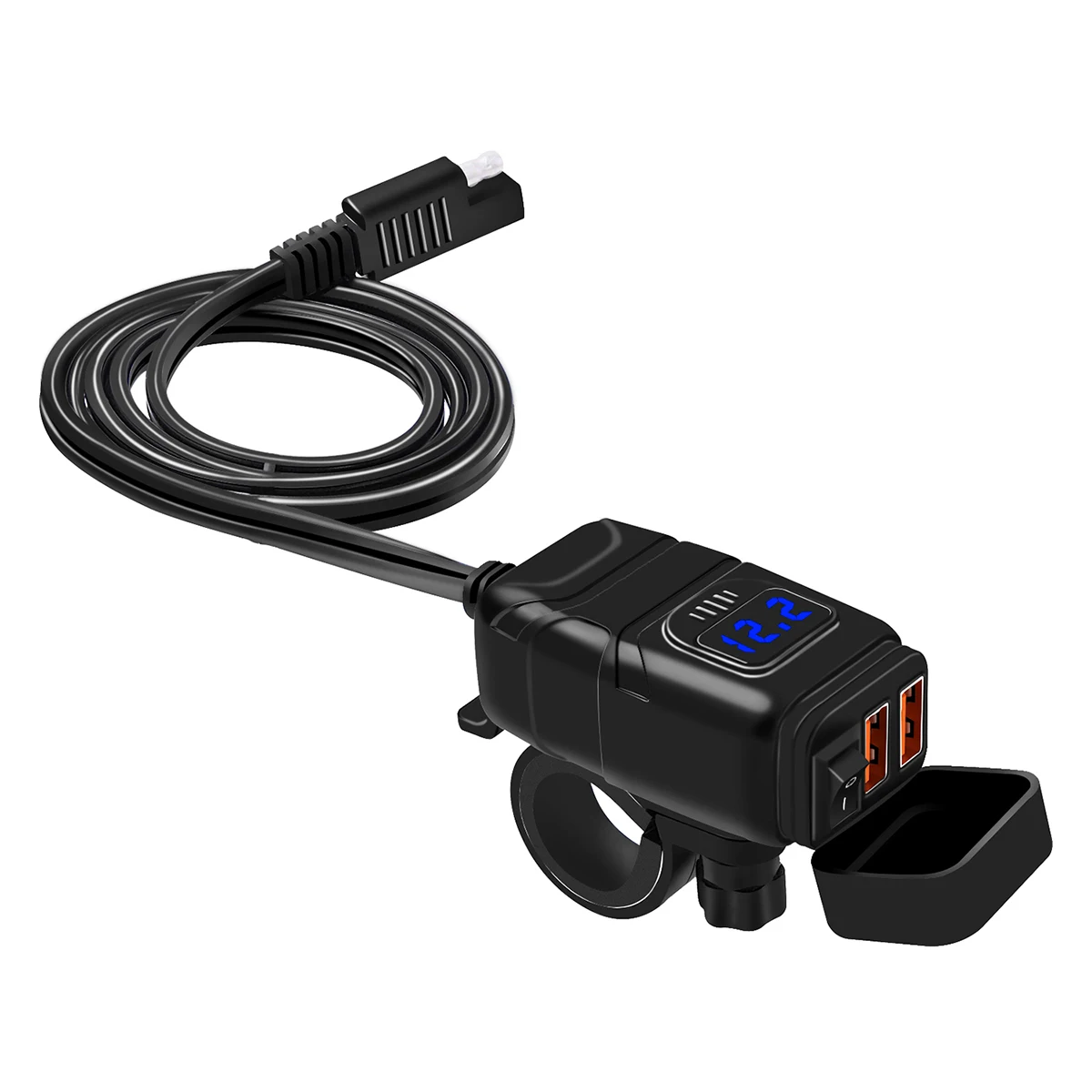 Автомобильное зарядное устройство Dual USB зарядное устройство водонепроницаемый QC3.0 быстрое зарядное устройство s с вольтметром и монтажным кронштейном для мотоциклов 12 В