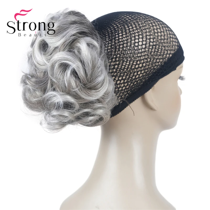 Silver Short Natural Wave Ponytail Hair Extension With Claw Clip In Hairpiece COLOUR CHOICES StrongBeauty fake hair extensions