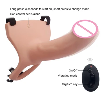 APHRODISIA Remote Control Hollow Strapon Dildo Vibrator for Men, Gay Male Penis Extension Vibrating Strap on Dildo with Harness 5
