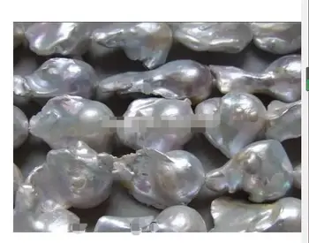 

Jewelry zxia00255+++13-18MM white Nucleated Flameball Baroque Pearls Bead 14.5"