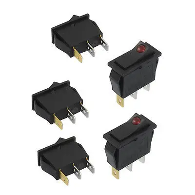 5 шт. 3 Pin SPST красный неоновый светильник вкл/выкл кулисный переключатель AC 250 V/15A 125