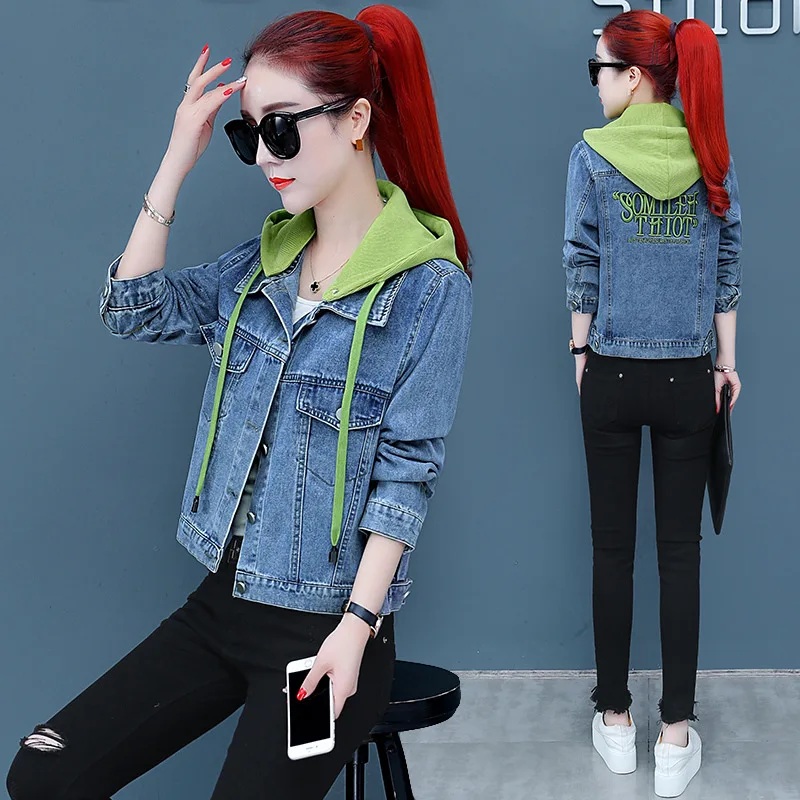 Harajuku-Style Cowboy Short Jacket Women's 2019 Autumn New Style Korean-style Online Celebrity Loose Casual Jacket Hooded on Clo
