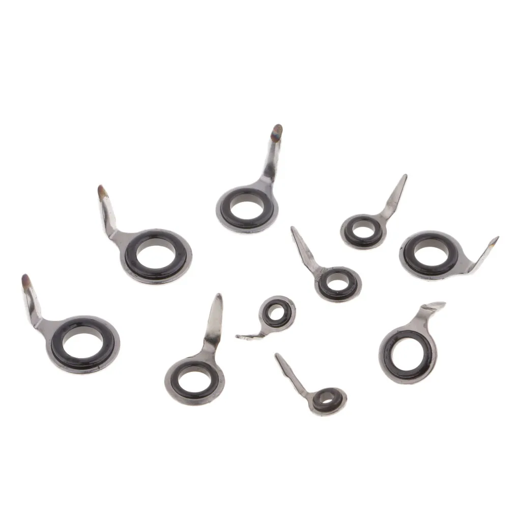 10pcs Spinning Rod Guides Repair Kit, Ceramic Eye Ring Tip Tops Rod Building