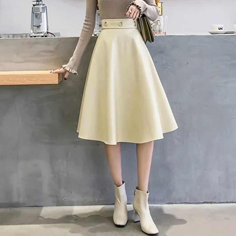 HziriP 2020 весенние элегантные женские шикарные юбки средней длины из искусственной