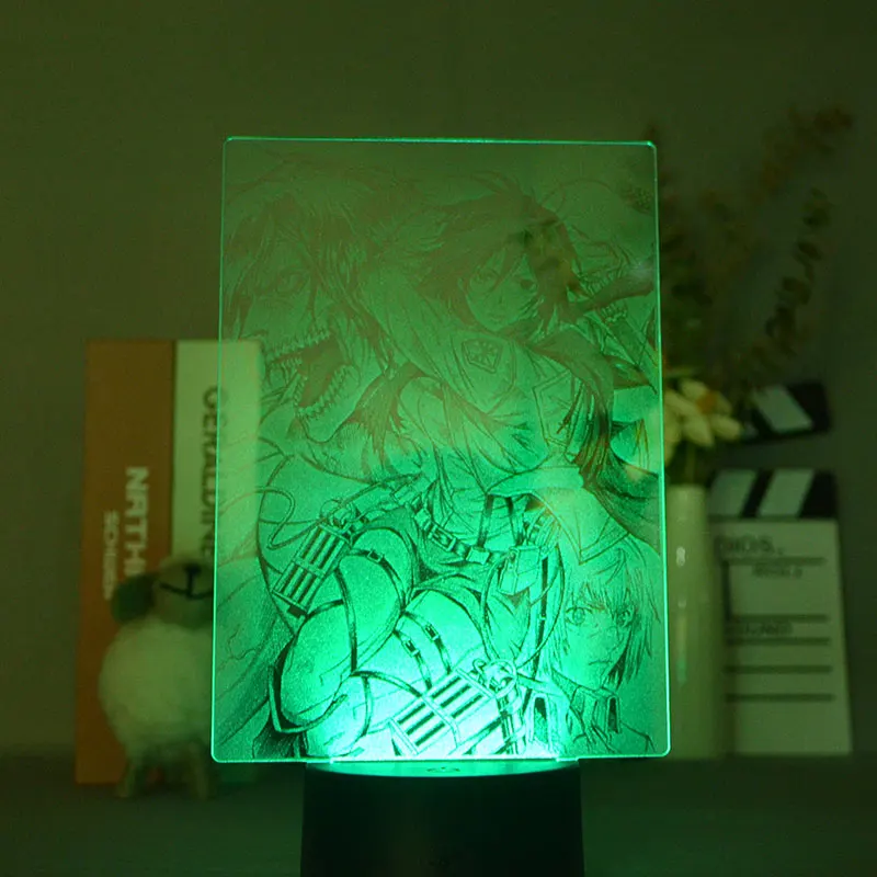 

3d-лампа «атака на Титанов», искусственная кожа, детский ночсветильник для украшения комнаты, светодиодный ночсветильник, 7 цветов, меняющий цвет, аниме, подарок